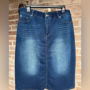 Cato Medium Wash Blue Denim Pencil Skirt, Size 12